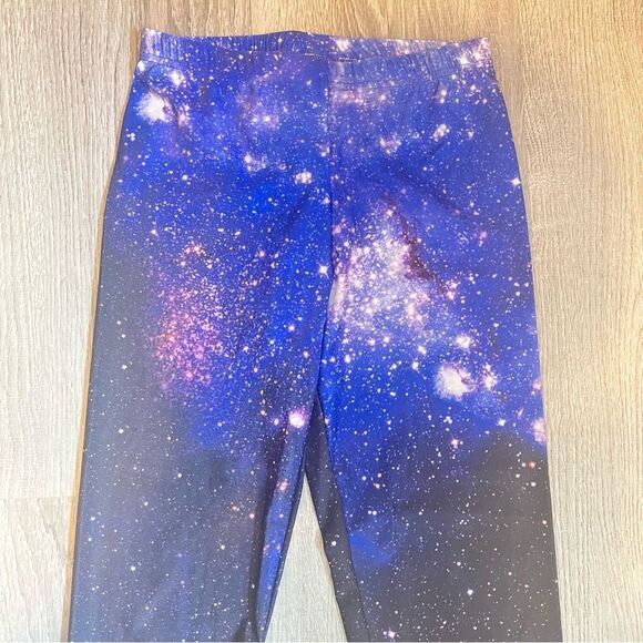 NEW Thinkgeek Black & Purple Galaxy Tie Dye Printed Leggings One Size - Picture 2 of 4